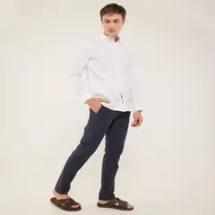 PATPRIMO - Pantalón Chino Lino Con Elástico Para Hombre Azul