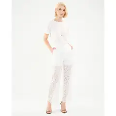 PATPRIMO - Pantalón En Encaje Para Mujer Crema