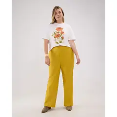 PATPRIMO - Pantalón Casual Tiro Alto Para Mujer Amarillo