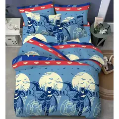 SIRENITAS - Sabana Ajustable bajera y Fundas Blanco Infantil Batman