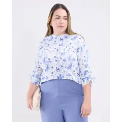 PATPRIMO - Camiseta De Mujer Manga 3/4 Color Azul #14091411