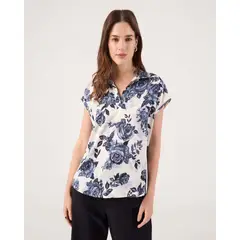 PATPRIMO - Blusa Con Estampado Floral  Para Mujer Azul