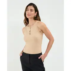 PATPRIMO - Camiseta Para Mujer Manga Sisa Cuello Redondo Color Café Marca #30093690