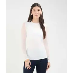 PATPRIMO - Camiseta Con Brillos Para Mujer Crema