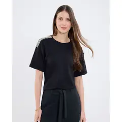 MALCREADO46449 - Camiseta Para Mujer Manga Corta Cuello Redondo Color Negro Marca Patprimo #30093791