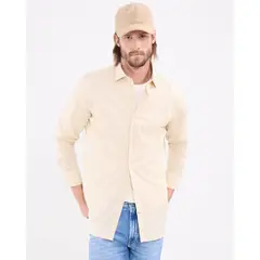 PATPRIMO - Camisa Para Hombre Manga Larga Sin Bolsillo Cuello Italiano Color Beige Marca #44012582