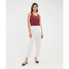 PATPRIMO - Pantalón A Rayas Para Mujer Blanco