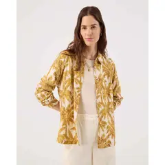 PATPRIMO - Camisa Estampada Manga Larga Para Mujer Amarillo