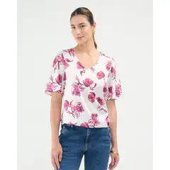 PATPRIMO - Blusa Para Mujer Manga Corta Color Blanco Marca #30123459