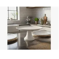 INFANTILES CAJUROMIX - Base Decorativa Para Repostería Plato Con Pedestal Y Borde Blanco