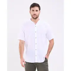 PATPRIMO - Camisa Manga Corta Unicolor  Para Hombre Blanco