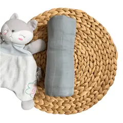 GENERICO - Muselina Algodón Bambú Bebés Evanthi 120x110 Cm Doble Capa Gris