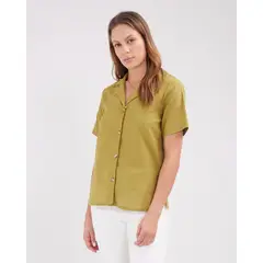 PATPRIMO - Camisa Cuello Resort Para Mujer Verde