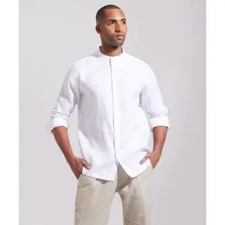 PATPRIMO - Camisa Guayabera Para Hombre Manga Larga Sin Bolsillo Color Blanco Marca #44030359