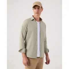 PATPRIMO - Camisa Para Hombre Manga Larga Sin Bolsillo Cuello Italiano Color Verde Marca #44013147