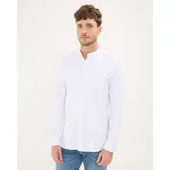PATPRIMO - Camisa Cuello Mao Para Hombre Blanco