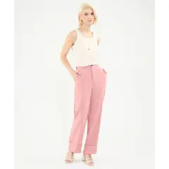 PATPRIMO - Pantalón Casual Con Doblez Para Mujer Rosa