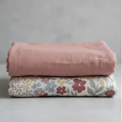 GENERICO - 2 Cobijas Muselinas 70% Bambú 30% Algodón 120x110 Cm Evanthi