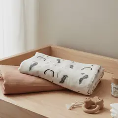 GENERICO - 2 Cobijas Muselinas 70% Bambú 30% Algodón 120x110 Cm Evanthi Coral Unicornios