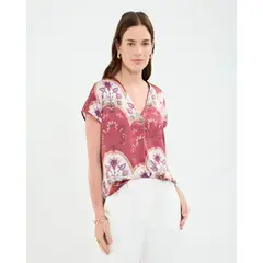 PATPRIMO - Blusa Para Mujer Manga Corta Color Vino #30123526