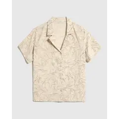 PATPRIMO - Camisa Estampada Manga Corta Para Mujer Beige