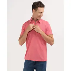 PATPRIMO - Polo Cuello Duro Con Bolsillo Para Hombre Rosado