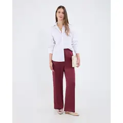 PATPRIMO - Pantalón En Satin Para Mujer Vino