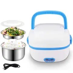 TECNOHOGAR JS - Lonchera Electrica Al Vapor 2 Capas En Acero Multifuncional