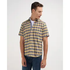 PATPRIMO - Camisa Para Hombre Manga Corta Con Bolsillo Color Oro Marca #44013005