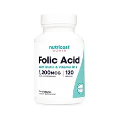 ALHAJAS - Suplemento Nutricost De Ácido Fólico 1200 Mcg Con Vitamina B12 Y Biotina 120