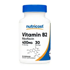 ALHAJAS - Vitamina B2 400mg Nutricost 30 Cápsulas Rivoflavina 30 Servicios