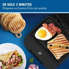 OSTER - Sandwichera Oster®, Compacta con Platos Hondos, Incluye Botón de Apagado, Negro