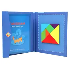 GENERICO - Combo Tangram Azul y Rosado Rompecabezas y Bloques Magnéticos