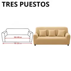 GENERICO - Forro Funda Cubre Sofá 3 Puestos Elástico Liso Piel Durazno - BEIGE