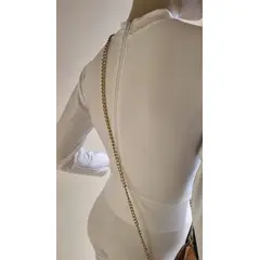 VIA7 - Enterizo Negro Escultural - Diseño de Cuello Alto y Control