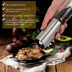 BIGCENTER - Molino Eléctrico Acero Inoxidable Para Pimienta- Sal Marina- Carga USB