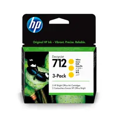 HP - Paquete de 3 cartuchos de tinta Original 712 Amarillo de 29-ml 3ED79A para impresoras plotter DesignJet T650 T250 T210 y Studio