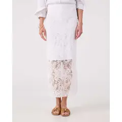 PATPRIMO - Falda Texturizada Unicolor  Para Mujer Blanco