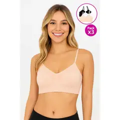 LILI PINK - Paquete x3 top con copa sin costuras laterales