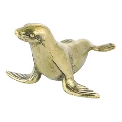 HINDU - Figura Foca Mini Tallado En Bronce Macizo