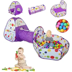 GENERICO - Carpa Con Túnel Y Piscina Para Pelotas Coloridas Y Cesta Rojo