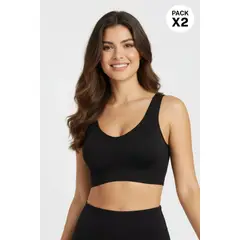 LILI PINK - Paquete x2 top sin costuras copas removibles