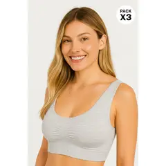 LILI PINK - Top sin costuras con cargaderas anchas paquete x3