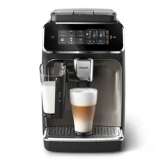 PHILIPS - Cafetera Automática café expreso con LatteGo 6 bebidas EP3347/90 Negro cromo
