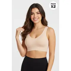 LILI PINK - Paquete x2 top sin costuras copas removibles