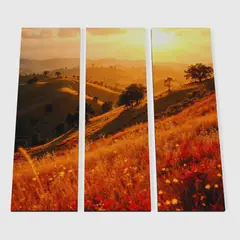 GENERICO - Cuadro Retablo 3 Piezas Paisaje Atardecer