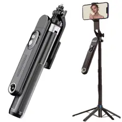 SHUNGA - Trípode / Palo Selfie 2 en 1 de 1.80 m con Paneo 360°, Bluetooth y Base Antideslizante