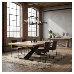 22 GRADOS DECORACION - Comedor xes en Metal Roble Natural 160cm x 80xm