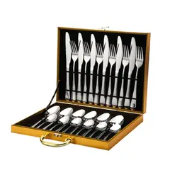 TRIPLE CLEAN - Estuche Cubiertos Acero Inoxidable Plateados 24 Piezas