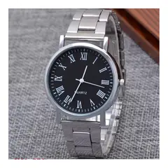 GENEVA - RELOJ ELEGANTE NEGRO CUARZO CON CORREA DE ACERO HOMBRE